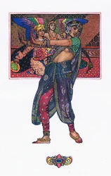 The Temple Dancing Girl, illustrasjon fra The Garden of Kama (og andre tekster fra India), 1920