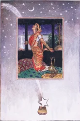 Det er ingen bris for å kjøle ned kjærlighetens hete, illustrasjon fra The Garden of Kama (og andre tekster fra India), 1920