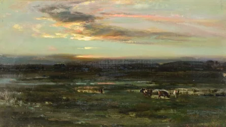 Solnedgang, Badendoch (olje om bord)