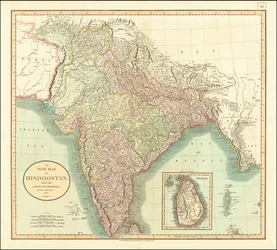 Kart over India fra 1806 av John Cary