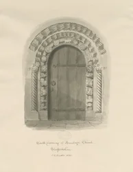 Armitage Church - South Doorway: sepia-tegning
