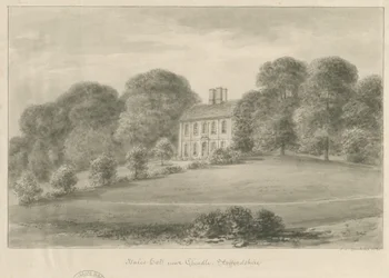 Cheadle - Hales Hall: sepia vasketegning, 1841