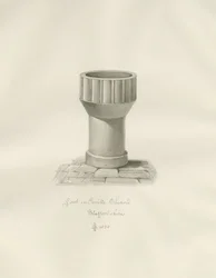 Font i Enville kirke: sepia-tegning