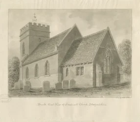 Fradswell Church: sepia-tegning