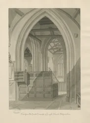 Interiør av Leigh Church: sepia-tegning, 1841