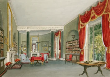Bibliotek og tegnestue i Bromley Hill, Kent (Seat of the Right Hon. Charles Long)