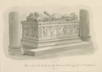 Penkridge Church - Tomb of [Sir Edward Littleton]: sepia-tegning