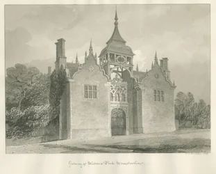 Worcestershire - Westwood Park - Inngangsport: sepia-tegning, 1833