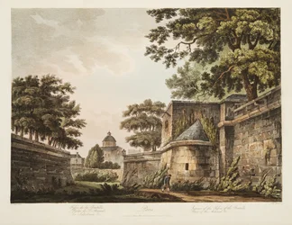 Interiør av Fosses of the Bastille, Del av Arsenal, illustrasjon fra Versailles, Paris og Saint Denis, pub. 1809 (akvatint)