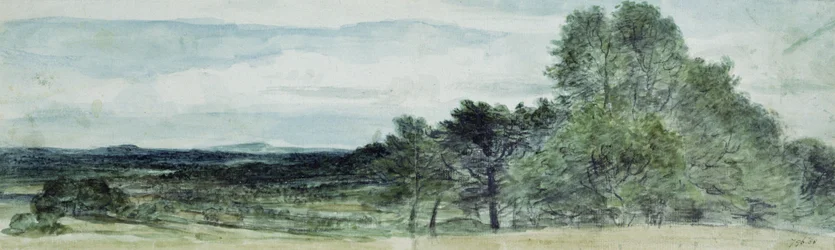 A View at Hursley, Hampshire, 1804 (svart kritt og akvarell)
