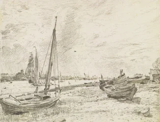 Frakt på Themsen, ca. 1818 (grafitt på papir)