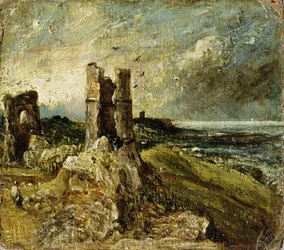 Skisse av Hadleigh Castle (recto) (olje på kvernbrett)