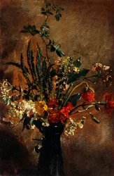 Studie av blomster i et hyasintglass
