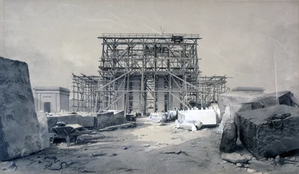 Bygging av Euston Arch, januar 1838 (penn og blekk og vask på papir)