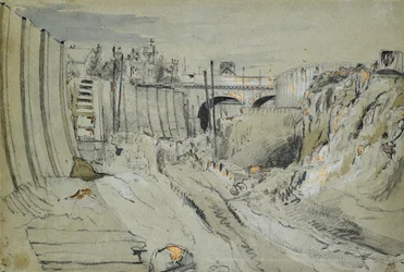 Bygging av London og Birmingham Railway, ca. 1835 (blyant og vask på papir)
