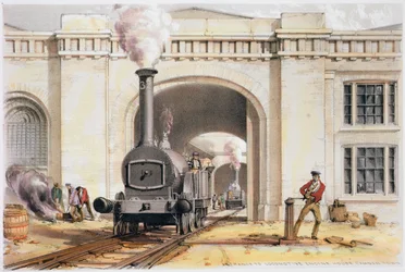 Inngang til lokomotivmaskinhuset, Camden Town, London, 1839