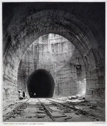 Flott ventilasjonssjakt, Kilsby Tunnel, Northamptonshire, 1838 (penn og blekk og vask på papir)