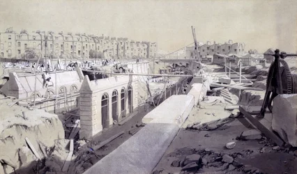Mornington Crescent - Line under konstruksjon, september 1836 (penn og blekk og vask på papir)