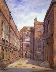 Hall og bibliotek, Sion College, London Wall, City of London, 1880