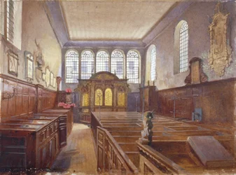 Innvendig utsikt over Church of St Matthew, Friday Street, City of London, 1881