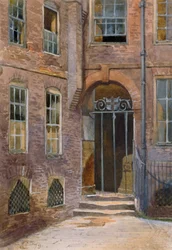 Utsikt over en port i Elm Court, Inner Temple, London, 1879.