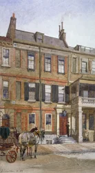 Utsikt over Cheyne Row nr. 24, Chelsea, London, 1882
