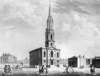 Nord-vest utsikt over St Giless kirke i feltene, 1753