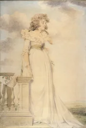 Portrett av Georgiana, hertuginne av Devonshire (akvarell og blyant på papir)