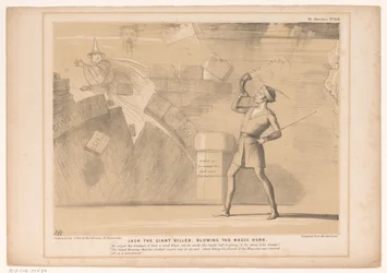 Spotprent møtte John Russell Jack den gigantiske morderen, blåser i det magiske hornet (tittel på objekt) HB Sketches (serietittel på objekt)