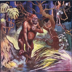 Foran oss sto en enorm gorilla (farge litho)