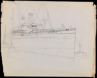 PAH1223; Skisse av passasjerskipet Majestic (uferdig) (tegning)