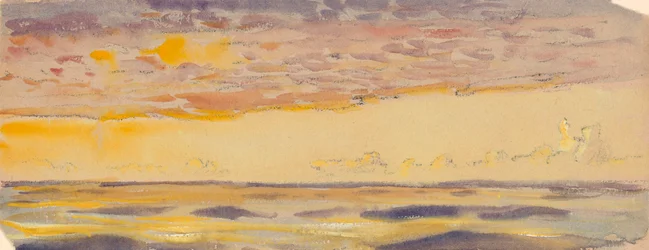 Sjølandskap, gult hav og lilla skyer, slutten av 1800-tallet - midten av 1900-tallet (akvarell, pastell)