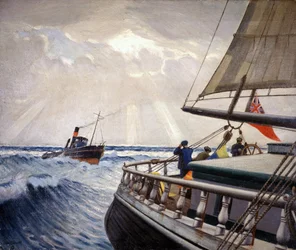 «Iquique», på en reise mellom London (England) og Sydney (Australia), mellom desember og april 1899, og slepebåten «Warrior»
