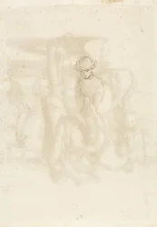 Rejected, Verso: Sketch of a Woman, 1853 (penn og brunt blekk på papir)