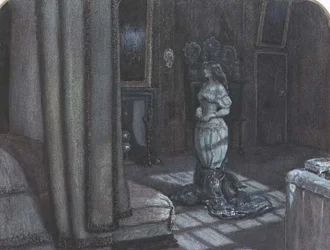 The Eve of St. Agnes: Interiør på Knole nær Sevenoaks (akvarell på papir)