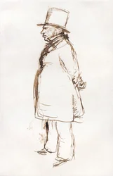 Turner på lakkeringsdagen på Royal Academy (penn og brunt blekk på hvitt papir)