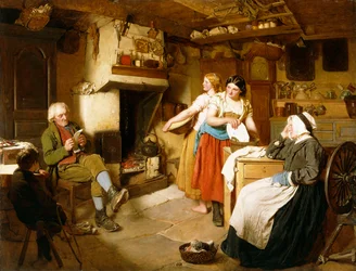 En familie i et interiør,