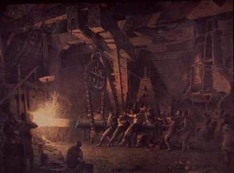 West Point Gun Foundry, smiing av skaftet, ca. 1867 (olje på lerret)