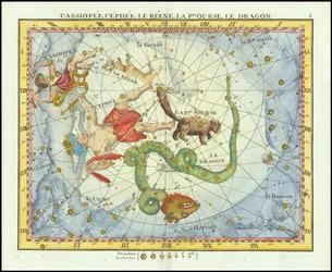 1776 - John Flamsteed - Cassiopee, Cehee, The Reindeer, The Pt.Ourse, The Dragon (Cassiopea, Cepheus, Ursa Minor amp; Draco)