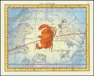 1776-kart over stjernebildet Krepsen og nærliggende stjernebilder, fra Fortins Atlas Celeste de Flamsteed