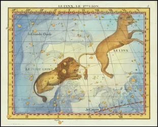 1776 stjernekart av stjernebildet Leo, fra Fortins Atlas Celeste de Flamsteed