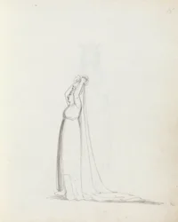 Fru Siddons som Constance, 1783 (penn, blekk og vask på papir)