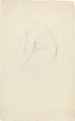 Sittende figur som bøyer seg forover