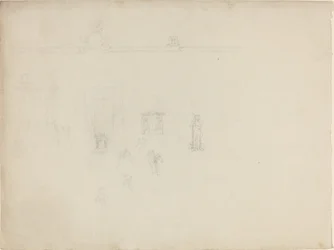 Ark med arkitektur- og figurstudier