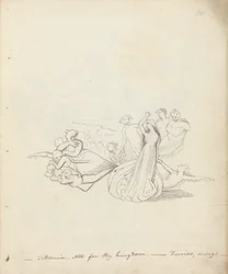 Titania. Ikke for ditt rike. - Feer borte, 1783 (penn, blekk og vask på papir)