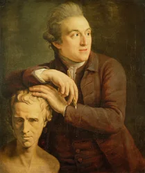 Joseph Nollekens (1737-1823) med sin byste av Laurence Sterne (1713-68) 1772