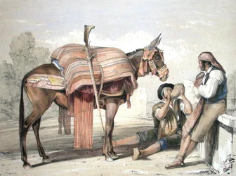 Omreisende bønder med et muldyr, Andalusia