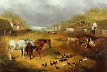 Et gårdstun på våren, 1800-tallet
