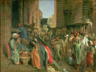 The Street and Mosque of the Ghooreyah, Kairo (panel)