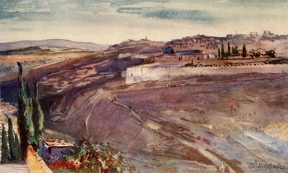 Jerusalem fra det tradisjonelle stedet på Oljeberget der Kristus gråt over byen, 1902.